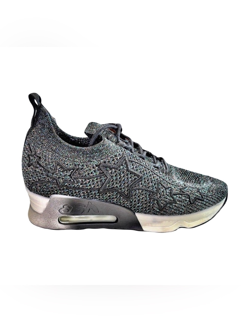 ASH Star Knit Metallic Wedge Sneakers | Euro 40 (US 9) | Designer Athleisure